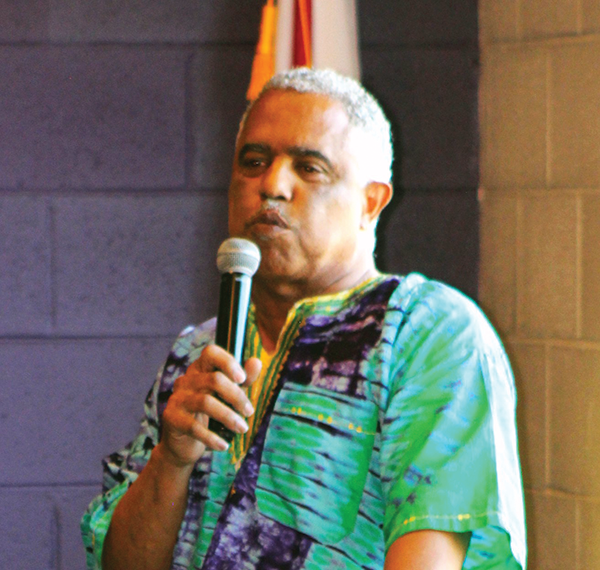 Rev. Reginald Steel performs an MLK Jr. skit.