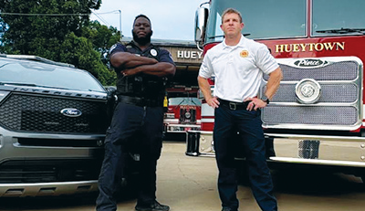 Hueytown Police Officer Nick Pierce and Hueytown Assistant Fire Marshall Lt. Eddy Stewart