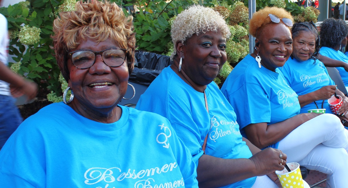Members of the Bessemer Silver Boomers at the block party.