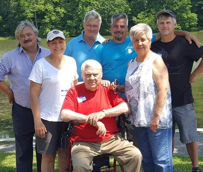 Seated, the late Ralph Phillips, with Dr. Wanda Manning, David Phillips, Gene Phillips, Kelly Phillips, Pat Phillips and Jimmy Phillips.