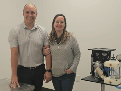Henry and Dr. June Long pose within their spay/neuter business that is set to open soon.