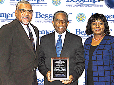 Mayor Kenneth Gulley, Reverend Douglas Caddell and Bobbie Caddell