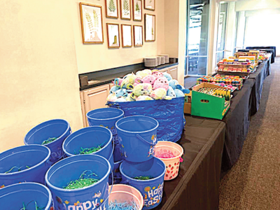 Easter baskets prepared by the Hoover Service Club.