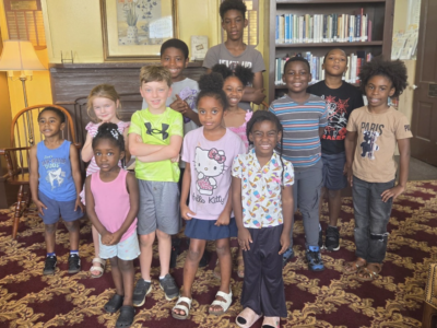 Participants in the Hale County Library's America 250: Unearth a Story summer reading program celebrate at the July 31 party at the library.